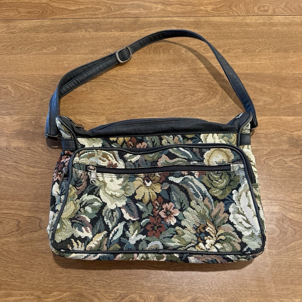 Vintage Floral Tapestry Handbag Purse Dark Floral Whimsigoth Cottage Shoulder